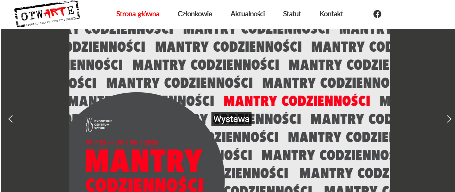 Strona stowarzyszenia artystycznego Otwarte